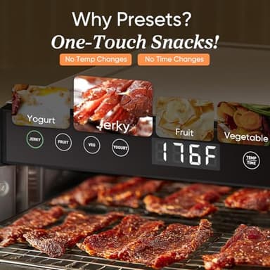 COSORI Food Dehydrator for Jerky, 176°F Temperature Control, 5 Stainless Steel Trays Dryer Machine, 4 Presets, 48H Timer, for Dog Treats, Meat, Fruit, Veggies, Snacks, Recipe Book Included - Image 6