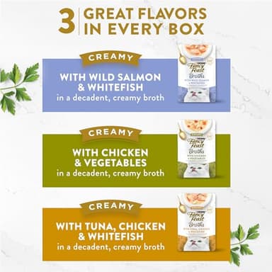 Purina Fancy Feast Lickable Broth Topper Complement Creamy Wet Cat Food Variety Pack - (Pack of 12) 1.4 oz. Pouches - Image 5