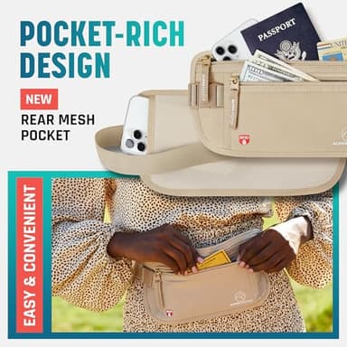 Travel Money Belt for Women or Men hidden passport and money Came With RFID Blocking Sleeves Set for Daily Use - Image 4