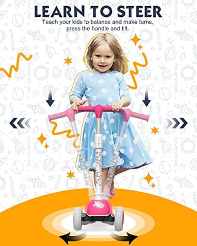 Toddler Scooters for Kids 3-5/5-7/8-12 Years Old, Boy's Foldable 3 Wheel Scooter for Kids Ages 6-12 with Adjustable Heights and Light Up LED Wheels(Blue Galaxy) - Image 4