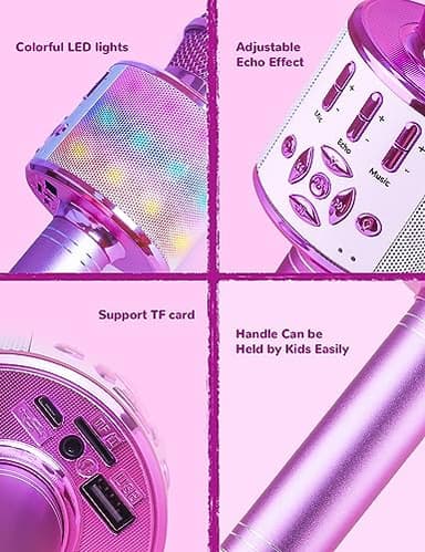Amazmic Toys for Girls, Kids Karaoke Microphone Toddler Microphone for Kids with Lights, Birthday Gift for Girls, Boys Toy Age 3 4 5 6 7 8+(Light Purple) - Image 5