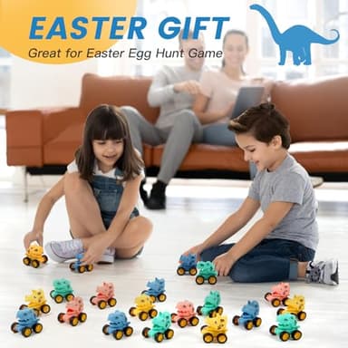 18Pcs Dinosaur Pull Back Cars Set for Kids Toddlers, Bulk Mini Racing Vehicles Toys Party Favors, Pinata Fillers, Goodie Bag Stuffers, Classroom Prizes for Boys Girls - Image 4