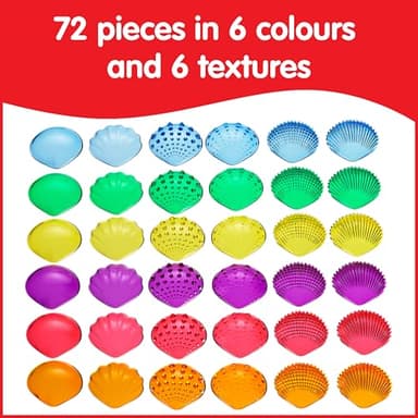 edxeducation Tactile Shells | Set of 72 | Translucent | 6 Textures and Colors | Ages 18m+ | Explore Early STEM Concepts | Light Table and Sensory Bin Toys - Image 3