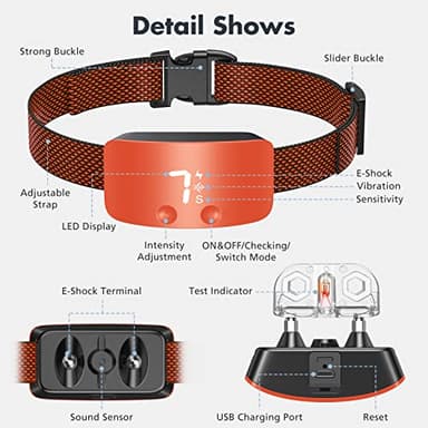 NBJU Bark Collar for Dogs,Rechargeable Anti Barking Training Collar with 7 Adjustable Sensitivity and Intensity Beep Vibration for Small Medium Large Dogs - Image 3