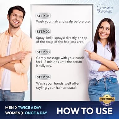 5% Minoxidil for Men, Minoxidil Spray, Minoxidil for Women Hair Growth, Minoxidil for Men Beard Growth, Hair Regrowth for Men, Minoxidil 5 Percent, Hair Loss Treatments for Women 60ml * 3bottles - Image 6