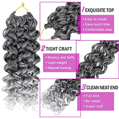7 Packs GoGo Curl Crochet Hair 10 Inch Grey Short Curly Crochet Hair for Women Beach Curl Water Wave Deep Twist Crochet Braids Synthetic Braiding Hair Extensions (10 Inch, TGRAY) - Image 4