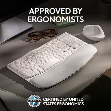 Logitech Wave Keys Wireless Ergonomic Keyboard with Cushioned Palm Rest, Comfortable Natural Typing, Easy-Switch, Bluetooth, Logi Bolt Receiver, for Multi-OS, Windows/Mac - Off White - Image 5