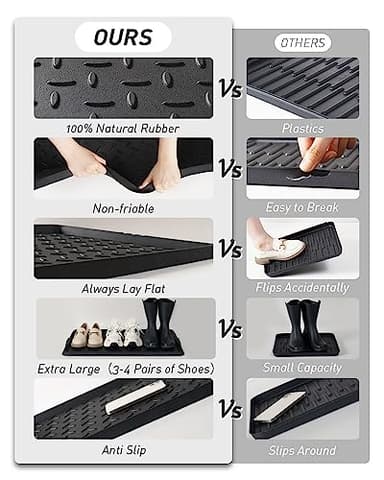 SUPENUIN Extra Large Boot Tray 48 Inch Boot Storage Heavy Duty Rubber Mats for Floor Waterproof Shoe Mat Tray for Entryway Multi Use Shoe Rug 16x47.5 Inches - Image 5