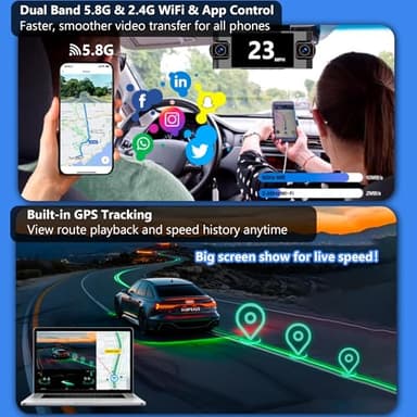 4 Channel Dash Cam 360° View,4K Front Rear Inside Dashcam,Left Right Dash Camera for Cars,Built-in GPS, 5G WiFi,Voice Control,Night Vision, 24/7 Recording Parking Mode Monitor, Free 128G Card - Image 6