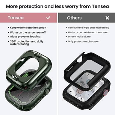 Tensea (2 in 1) for Waterproof Apple Watch Screen Protector Case 41mm Series 9/8/7 Accessories, 360 Front and Back, iWatch PC Face Cover with Tempered Glass for Women Men, 41 mm - Image 2