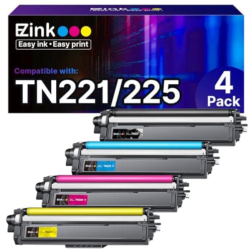E-Z Ink Compatible Toner Cartridge Replacement for Brother TN221 TN225 Toner to Use with MFC-9130CW HL-3170CDW HL-3180CDW MFC-9340CDW MFC-9330CDW (1 Black 1 Cyan 1 Magenta 1 Yellow,4 Pack) - Image 1