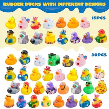 JOYIN 240 Pcs Rubber Ducks, Random Assortment Ducks Bulk with Mesh Carry Bag, Mini Rubber Duckies for Baby Bath Toys, Kids Toddler Summer Pool Toys Birthday Gifts Party Favors - Image 2