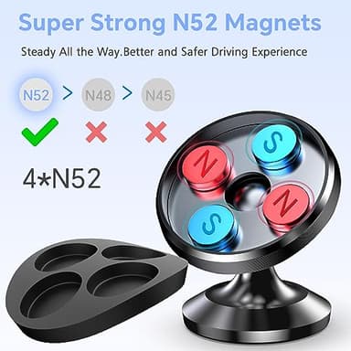 【 2-Pack 】 Magnetic Phone Holder for Car Dashboard【Strong Magnet】iPhone Magnetic Phone Mount for Car Phone Holder 【4 Metal Plate】Cell Phone Holders for Your Car Mount for iPhone 16 Pro Max 15 14 13 12 - Image 4