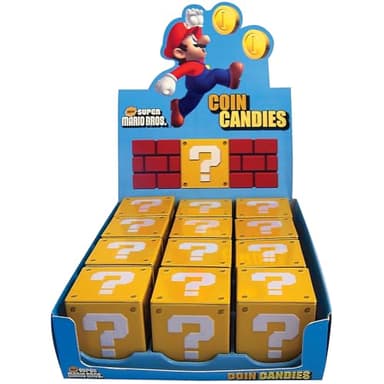 Super Mario Bros. Sour Strawberry Candy Coins in Bright Yellow Question Mark Boxes - (12 Pack) - Perfect for Parties, Gifts & Game Nights - Image 3