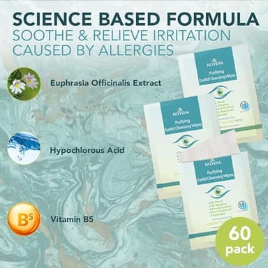NOVEHA Eyelid & Lash Wipes | For Itchy, Dry Eyes, Styes & Blepharitis | lid and lash Cleansing Wipes, Hypoallergenic & Soothing For Sensitive Eyes, Pack of 60 - Image 3
