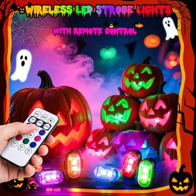 Suacopzar 8PCS Wireless LED Strobe Lights, Halloween 8 Colors Wireless Strobe Lights with Remote Control, IP65 Waterproof Rechargeable Anti-Collision LED Emergency Warning Light for Car Drone Aircraft - Image 2