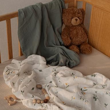 Gllquen Baby Muslin Mini Crib Sheets 3 Pack, Breathable Pack and Play Sheets Fitted Soft Cozy Cotton Pack N Play Sheets for Baby Boy Girls, Universal Fitted Mini Crib Mattresses 38"x26" (Green) - Image 8