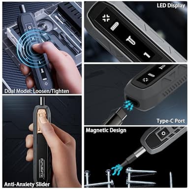 ZNikoyidy 180 in 1 Electric Screwdriver Set, Power Screwdriver, Precision Screwdriver Set, 3 Torque Modes with 162 Magnetic Precision Bits, Screwdriver it for Phone Camera Computer Watch Laptop Drones - Image 4