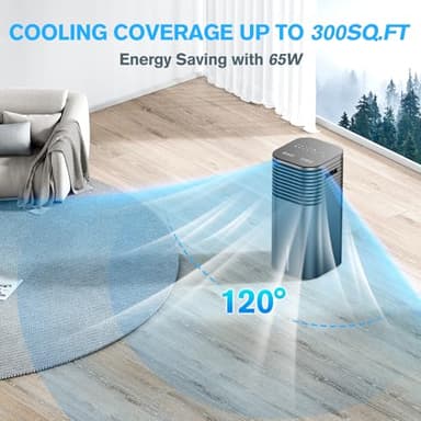 24" Windowless Portable Air Conditioner, 15H Timer & 120°Oscillation, 3-IN-1 Portable AC Unit with Remote, 2-Gal Tank, 3 Modes & 3 Speeds, Ultra-Quiet Ventless Swamp Cooler for Room Home Office, Inky - Image 8