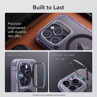 ESR for iPhone 14 Pro Case, Compatible with MagSafe, Built-in Camera Ring Stand, Military-Grade Protection, Magnetic Phone Case for iPhone 14 Pro, Classic Kickstand Case (HaloLock), Clear Purple - Image 5
