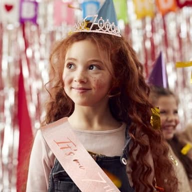 CIEHER 7th Birthday Crown + Sash + Pearl Pin Set, Girls' 7th Birthday Gifts and Happy Party Decorations - Image 3