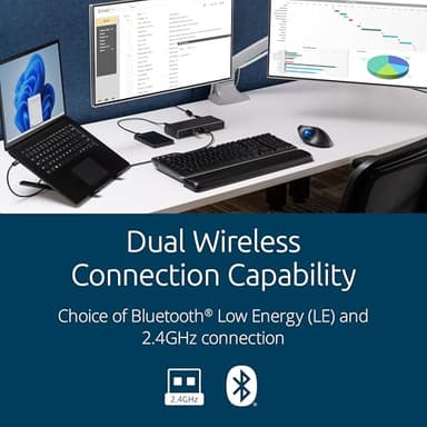 Kensington TB450 Wireless Trackball Mouse, Bluetooth LE & 2.4GHz Connection, 4 DPI Options, Connect up to 3 Devices (K72194WW), Black-Blue - Image 7