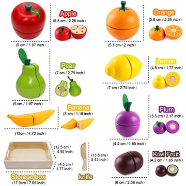 Wooden Play Food for Kids Kitchen Cutting Fruits Toys for Toddlers Pretend Vegetables Gift for Boys Girls Educational Toys - Image 2