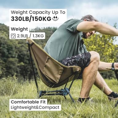 ONETIGRIS Tigerblade Camping Chair, Lightweight Folding Backpacking Hiking Chair, Compact Portable 330 lbs Capacity - Image 8