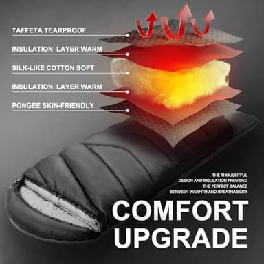 TANSTRIDER Sleeping Bags for Adults Cold Weather,3-4 Season 4lb Lightweight Sleeping Bag for Kids Girls Boys with Compression Sack,Camping Essentials Gear, Hiking,Travel,Backpacking,Outdoor & Indoor - Image 8