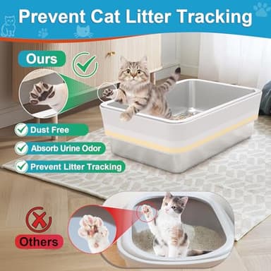 Stainless Steel Sifting Litter Box,Metal Sifting Cat Litter Box for Wood Pine Pellets,Medium Sifter Litter Pan System for Small Cats,Odor Control,Easy to Clean,with Litter Boxes Liners and Metal Scoop - Image 4