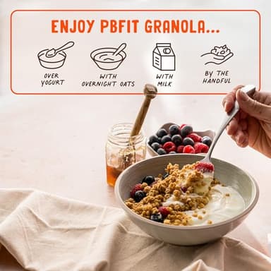 PBfit Peanut Butter Protein Granola, 15g Plant-Based Protein 22% DV, Made with Whole Grain Oats and Chia Seeds, Gluten Free, for Protein Snacks Cereals Breakfast Yogurt, 32 Oz Bag - Image 6