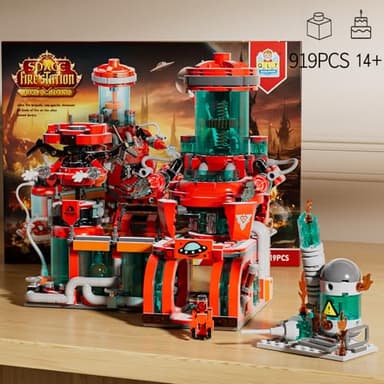 Space Fire Station Builidng Set Compatible with Major Brand City Fire Station, Firefighter Gifts, Difficult Toys for 14 Year Old Boys and Up(919pcs) - Image 5