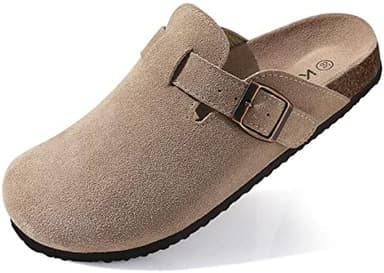 KIDMI Genuine Suede Clogs for Women Cork Footbed Sandals Leather Mules Potato Shoes with Arch Support - Image 3