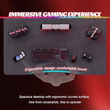 HLDIRECT 40 Inch Gaming Desk, Small Computer Gaming Desk Table with Cable Management, Ergonomic A Shape Modern Carbon Fiber Gamer Table Pc Workstation Home Office Desks for Small Space, Black - Image 5