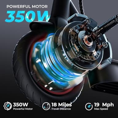 iScooter Electric Scooter 2024, 18Miles Travel Range, 19 Mph Top Speed, Foldable Scooter Electric with 8.5 Inch Solid Tire, Smart APP, Double Braking Systems for Teenage and Adults - Black - Image 2