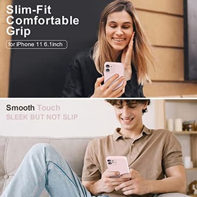 Vooii Compatible with iPhone 11 Case, Upgraded Liquid Silicone with [Flat Edges] [Camera Protection] [Soft Anti-Scratch Microfiber Lining] Phone Case for iPhone 11 6.1 inch - Chalk Pink - Image 2