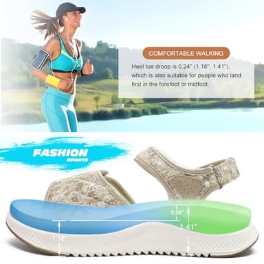 ONCAI Walking Sandals Women,Arch Support Hiking Sandals for Women 2025 with Orthotic Outdoor Plantar Fasciitis,Water Athletic Platform Sandalias Mujer with Adjustable Straps Glitter/Beige Size 9.5 - Image 6