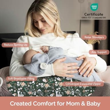 Little Grape Land Nursing Pillow for Infants, Breastfeeding Pillows, Baby Support Pillow for Nursing, Bottle Feeding, Tummy Time with Machine Washable Cover & Breathable Filling (Forest Deer) - Image 2