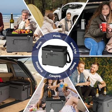 ADDIMOR 42 Can Collapsible Cooler Box, Versatile Insulated Leakproof Cooler Bag with Lids and 4 Cup Holder, Large Ice Chest for Beach Travel, Camping, Picnic - Image 7