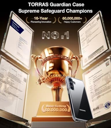 TORRAS Guardian Shockproof for Samsung Galaxy S25 Case, [12FT Military Grade Drop] Thin & Soft Touch for Samsung S25 Case, Transparent Protective Slim Case for Samsung S25, Diamond Clear - Image 6