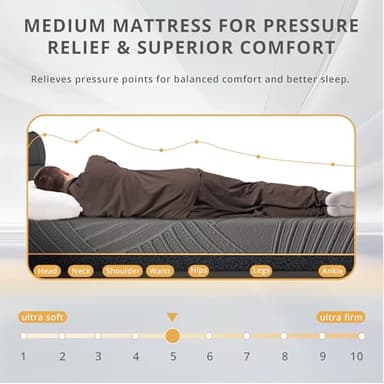Dyonery 14 Inch King Size Mattress in a Box, Copper Memory Foam Mattress with Cooling Cover, Medium Firm for Pressure Relief, Fiberglass-Free, CertiPUR-US Certified, Foam Made in USA, 76"x80"x14" - Image 5
