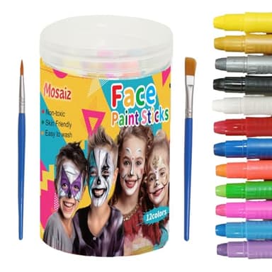Mosaiz Face Paint Kits for Kids, Body Paint For Adults, Multi-Color, Water Based, Professional Face Paint Kit, Twistable and Washable Paint Sticks for Birthday's, Halloween, Cosplay Makeup - Image 1