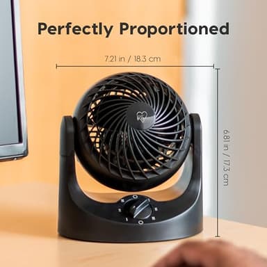 IRIS USA WOOZOO Desk Fan, Air Circulator, 3 Speeds, 32ft Max Air Distance, 112° Adjustable Tilt, 27.5db Quiet Motor, Small Fan for Bedroom, Office, Dorm, Black - Image 3