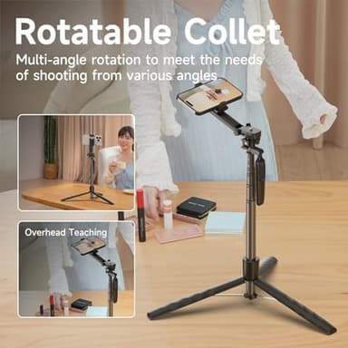 ZZR SEVEN Tripod for iPhone, Selfie Stick for iPhone with Remote, Phone Stand Tripod for Recording,Compatible with All Cell Phone and Camera A69S (72") - Image 9