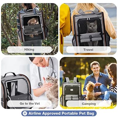Lekebobor Extra Large Cat Backpack Carrier Expandable Pet Carrier Backpack for Small/Medium Dogs and Medium/Large Cats, Grey - Image 8