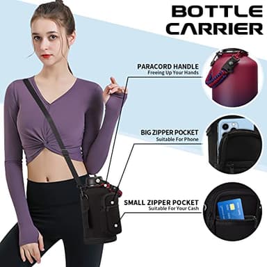 64OZ Vacuum Insulated Water Bottle - Keep Hot Cold Vacuum Flasks with Straw & Spout Lids, Paracord Handle, Water Bottler Carrier Holder & Protective Cup Mat, 1.8L Stainless Steel Water Jug - Image 7