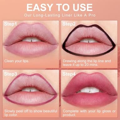 OETUIOW Lip Liner Stain Peel Off, Long Lasting & Waterproof for Women & Girls All Skin Types, Easy to Create A Natural Color (Rose) - Image 6