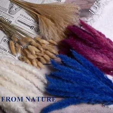 Colorful Pampas Grass Decor – White, Blue, and Purple Dried Arrangements for Weddings, Baby Showers, and Home Decor. 17” Centerpiece (No Vase). - Image 4