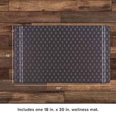 Lucky Brand Printed Wellness Mat - Cushioned Comfort Kitchen Mat - Easy to Clean - Anti-Fatigue & Skid-Resistant - 12mm Santa Teres Print 18" x 30" - Black and White - Image 2