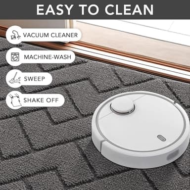 hicorfe Indoor Door Mat,Non Slip Door Mats,32"x48" Front Back Door Mat Rubber Backing,Absorbent Resist Dirt Entrance Inside Floor Mats for Entryway Washable Low-Profile(Grey) - Image 7